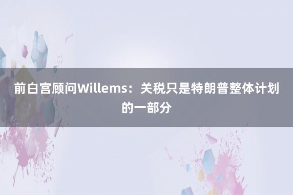 前白宫顾问Willems：关税只是特朗普整体计划的一部分