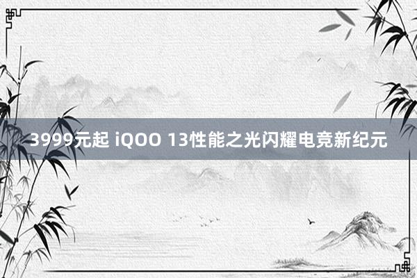 3999元起 iQOO 13性能之光闪耀电竞新纪元