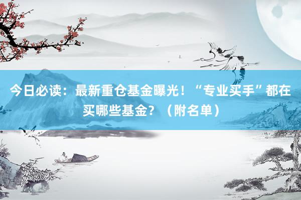 今日必读：最新重仓基金曝光！“专业买手”都在买哪些基金？（附名单）