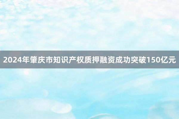 2024年肇庆市知识产权质押融资成功突破150亿元