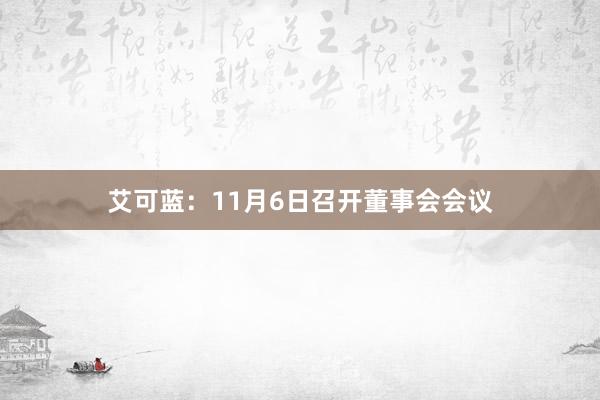 艾可蓝：11月6日召开董事会会议