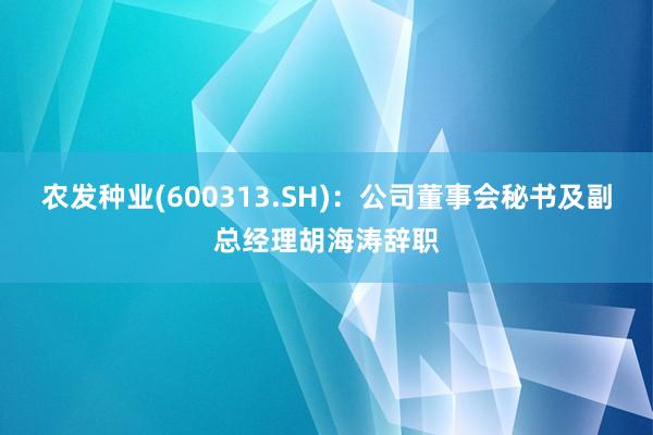 农发种业(600313.SH)：公司董事会秘书及副总经理胡海涛辞职