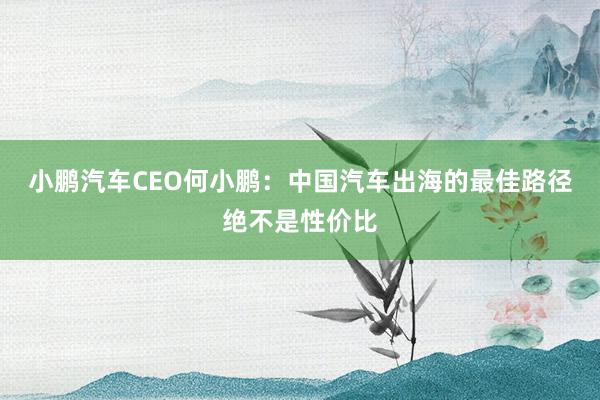 小鹏汽车CEO何小鹏：中国汽车出海的最佳路径绝不是性价比