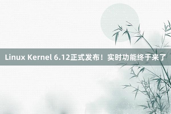 Linux Kernel 6.12正式发布！实时功能终于来了