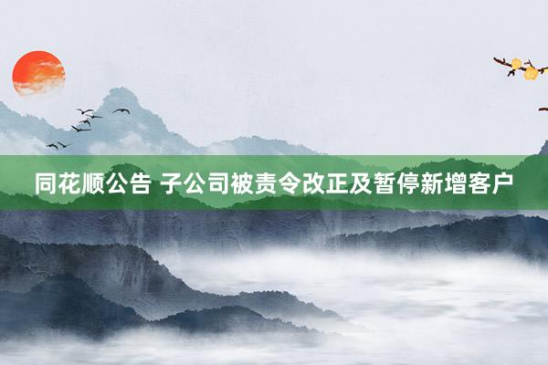 同花顺公告 子公司被责令改正及暂停新增客户