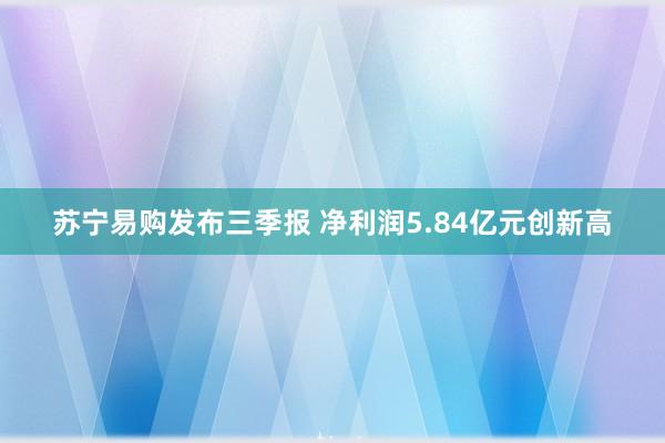 苏宁易购发布三季报 净利润5.84亿元创新高