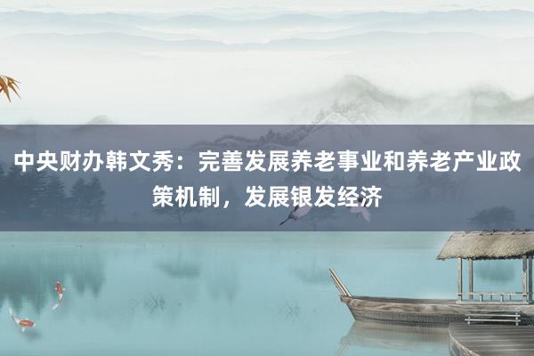 中央财办韩文秀：完善发展养老事业和养老产业政策机制，发展银发经济