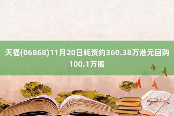 天福(06868)11月20日耗资约360.38万港元回购100.1万股