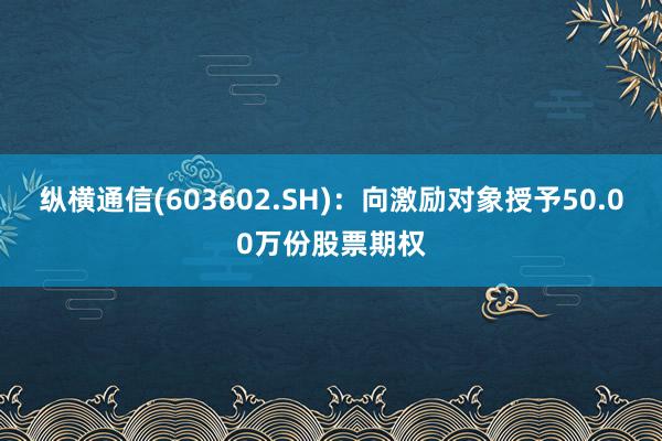 纵横通信(603602.SH)：向激励对象授予50.00万份股票期权