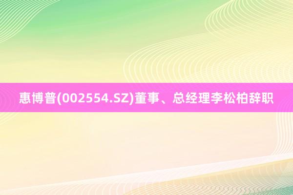 惠博普(002554.SZ)董事、总经理李松柏辞职