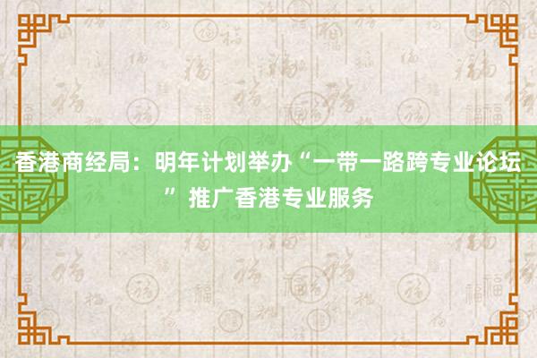 香港商经局：明年计划举办“一带一路跨专业论坛” 推广香港专业服务