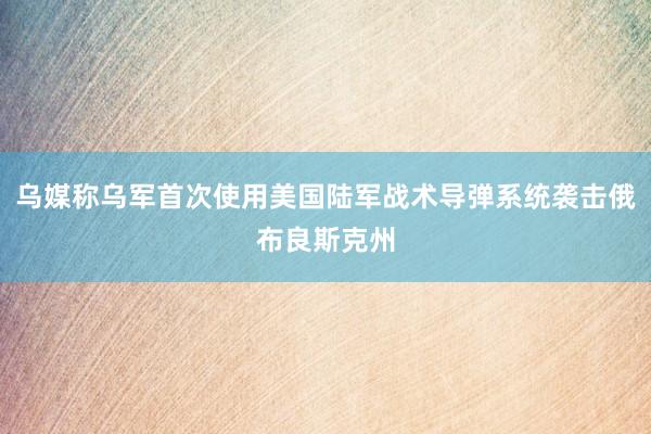 乌媒称乌军首次使用美国陆军战术导弹系统袭击俄布良斯克州