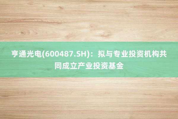 亨通光电(600487.SH)：拟与专业投资机构共同成立产业投资基金