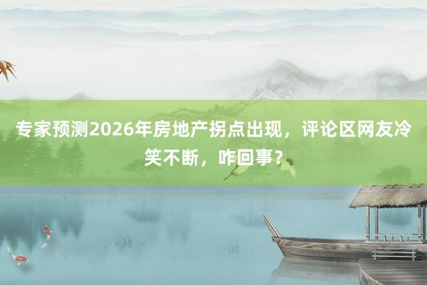 专家预测2026年房地产拐点出现，评论区网友冷笑不断，咋回事？