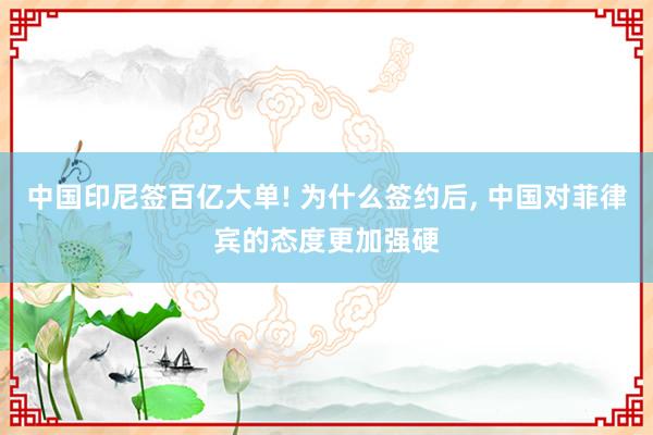 中国印尼签百亿大单! 为什么签约后, 中国对菲律宾的态度更加强硬