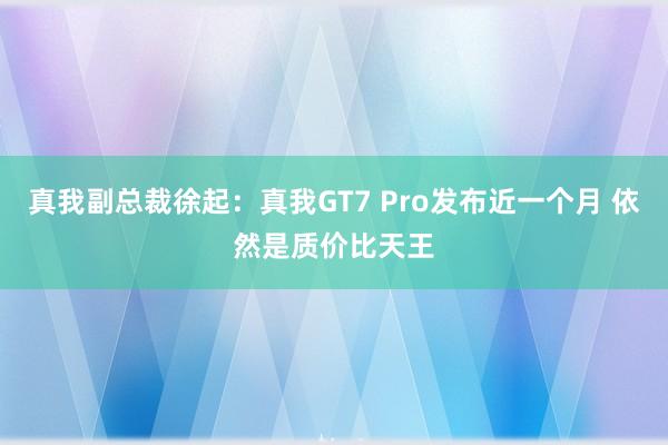 真我副总裁徐起：真我GT7 Pro发布近一个月 依然是质价比天王