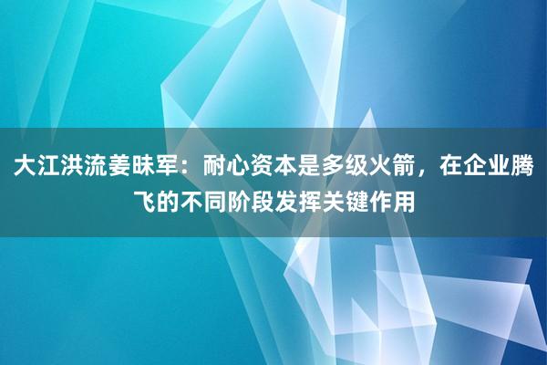 大江洪流姜昧军：耐心资本是多级火箭，在企业腾飞的不同阶段发挥关键作用