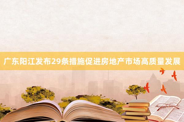 广东阳江发布29条措施促进房地产市场高质量发展