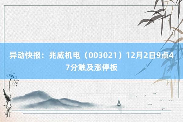 异动快报：兆威机电（003021）12月2日9点47分触及涨停板