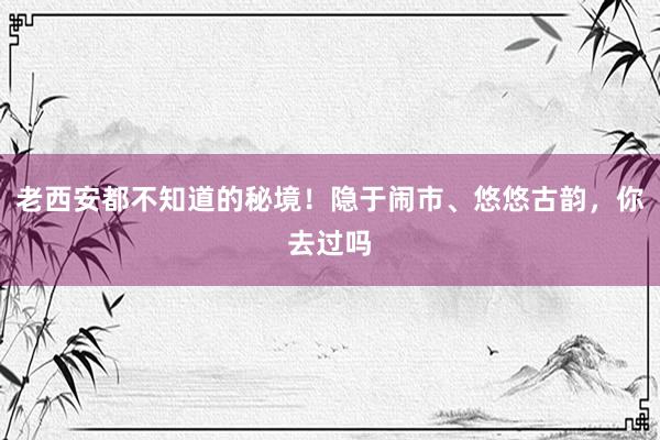 老西安都不知道的秘境！隐于闹市、悠悠古韵，你去过吗