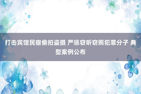 打击宾馆民宿偷拍盗摄 严惩窃听窃照犯罪分子 典型案例公布