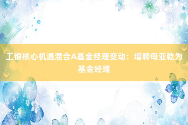 工银核心机遇混合A基金经理变动：增聘母亚乾为基金经理