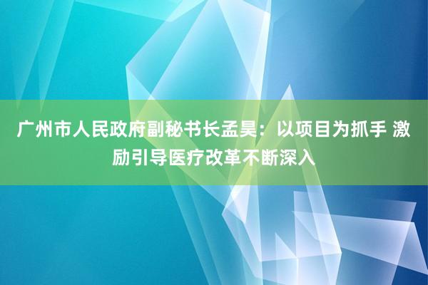 广州市人民政府副秘书长孟昊：以项目为抓手 激励引导医疗改革不断深入