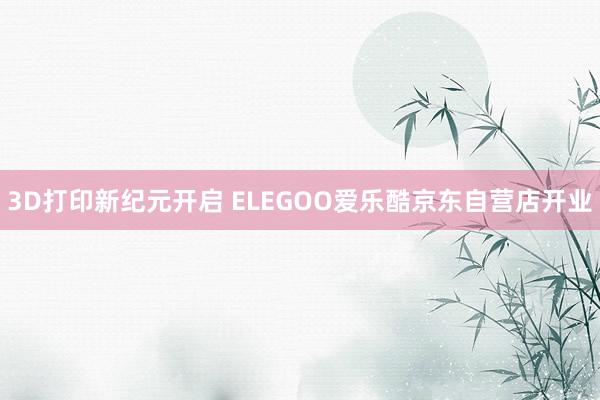 3D打印新纪元开启 ELEGOO爱乐酷京东自营店开业