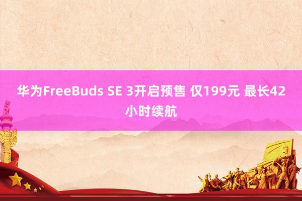 华为FreeBuds SE 3开启预售 仅199元 最长42小时续航