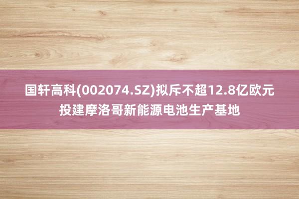 国轩高科(002074.SZ)拟斥不超12.8亿欧元投建摩洛哥新能源电池生产基地