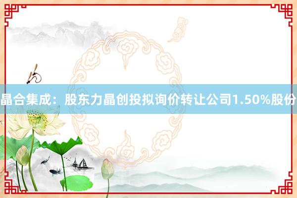 晶合集成：股东力晶创投拟询价转让公司1.50%股份