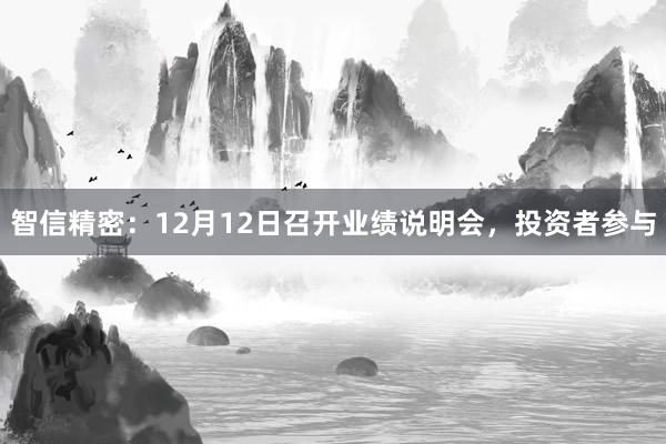 智信精密：12月12日召开业绩说明会，投资者参与