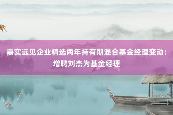 嘉实远见企业精选两年持有期混合基金经理变动：增聘刘杰为基金经理